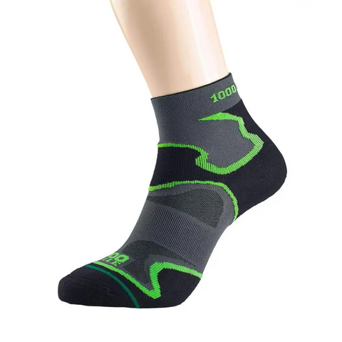 1000 Mile Fusion Anklet Running Socks - L / Black/Green - Socks