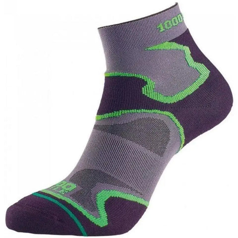 1000 Mile Fusion Anklet Running Socks - XL / Black/Green - Socks