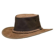 Barmah Foldaway Cooler Hat Suede Hickory Foldable Australian leather PARENT