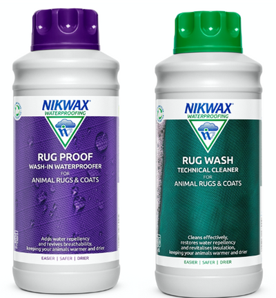 Nikwax Horse Rug Wash & Proof Non-Detergent Equestrian Cleaner Twin Pack (1 Litre)